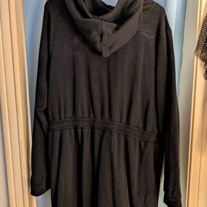 Plus Size Black Hooded Shirt Dress